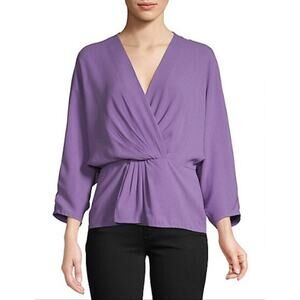 Diane Von Furstenberg Twist‎ Front Open Back Wrap Top In Lilac purple